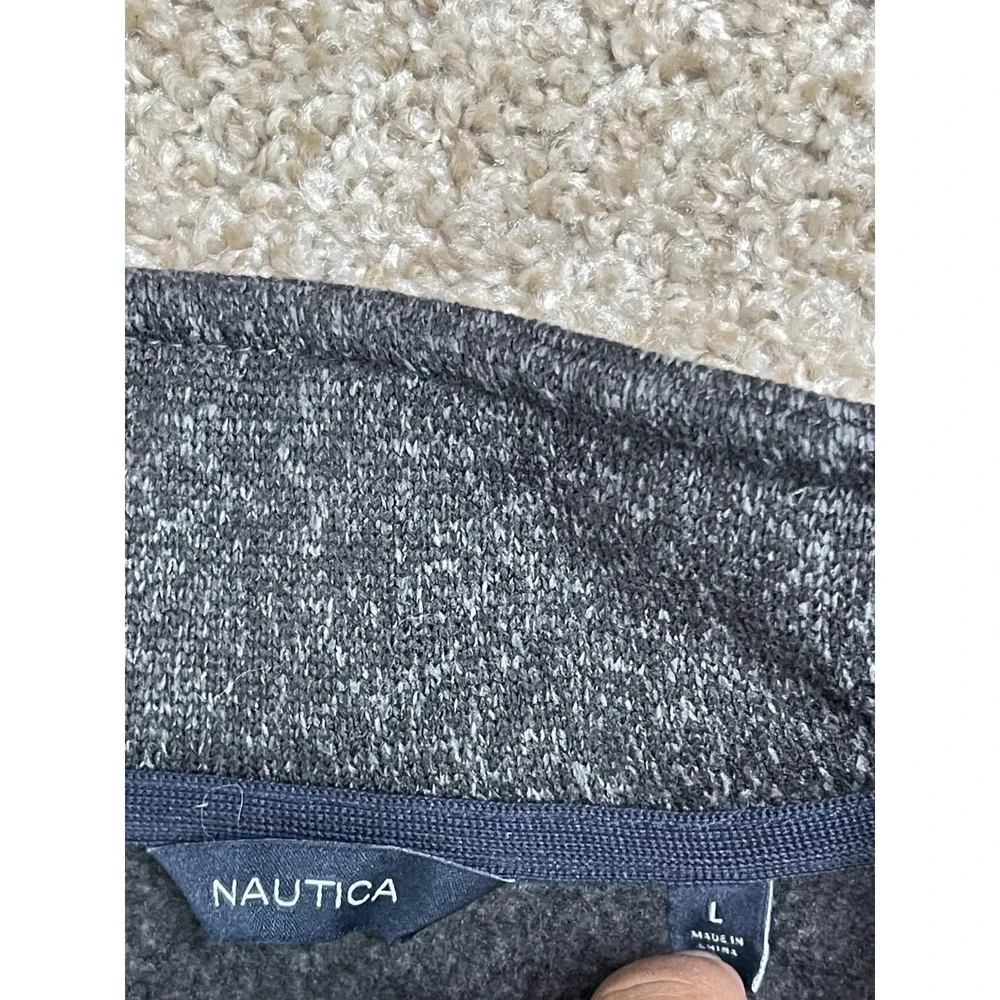 Nautica Navy Gray 1/4 Zip Fleece Men's Size L